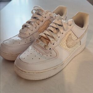 NIKE AOR FORCE 1s White and Cream Sneakers